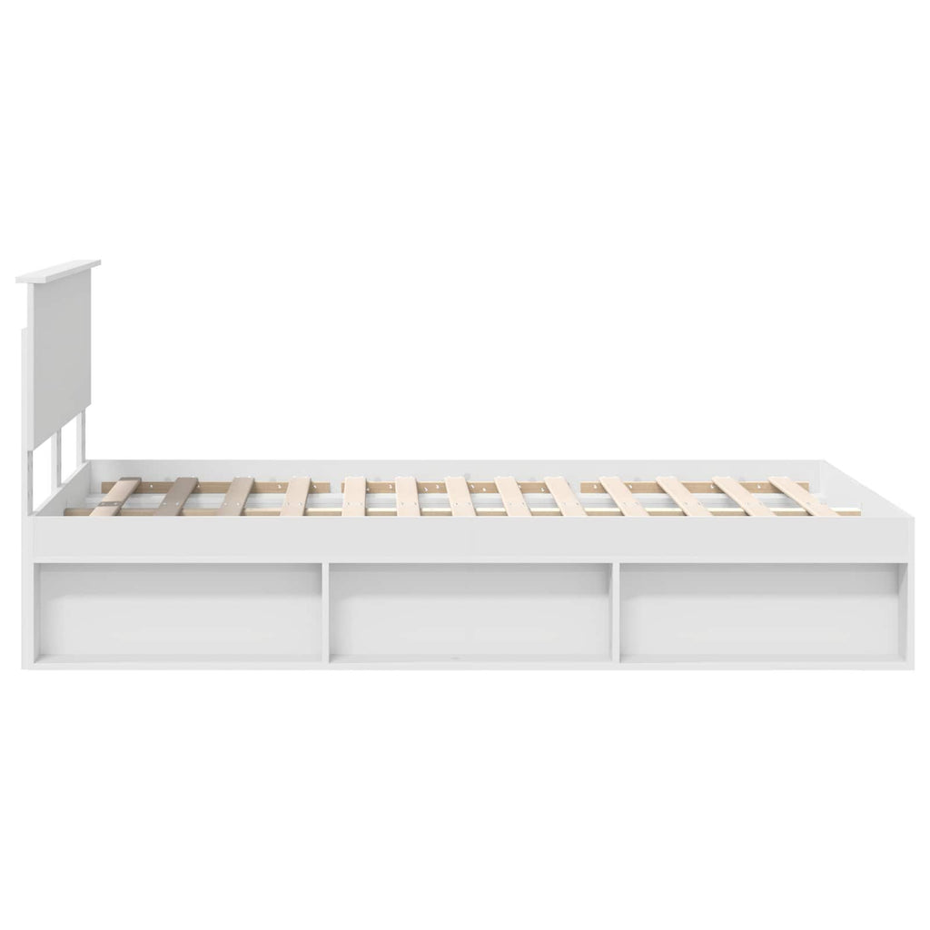 vidaXL Ramka łóżka Z zagłówkiem Biały 120 x 190 cm Lite drewno sosnowe
