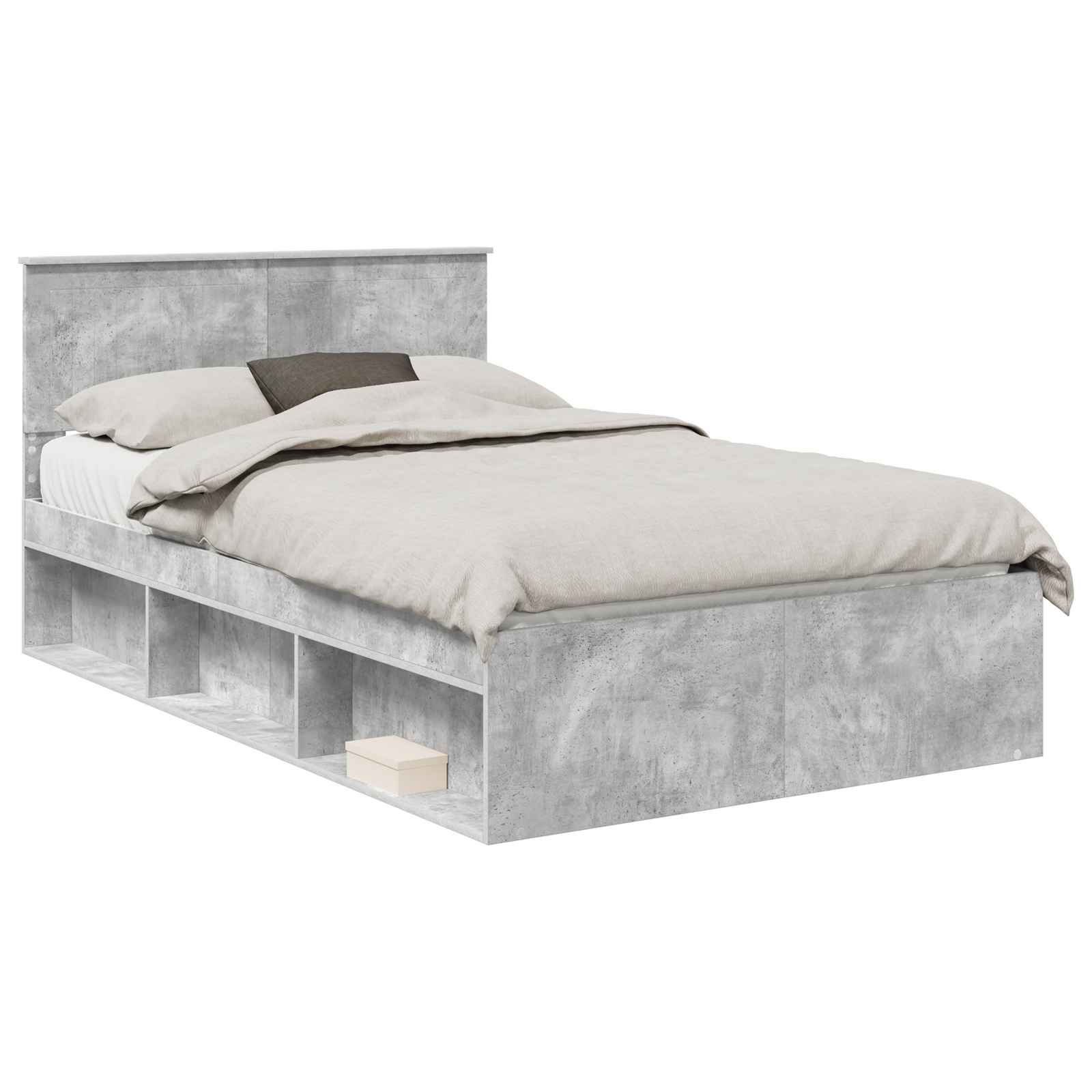 vidaXL Ramka łóżka Betonowy 120 x 190 cm Lite drewno sosnowe