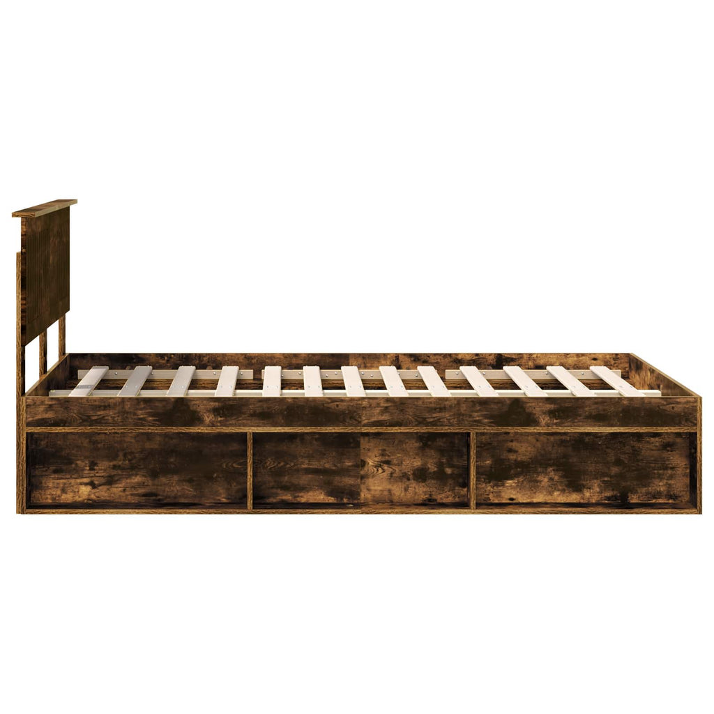 vidaXL Ramka łóżka Dąb wędzony 120 x 190 cm Lite drewno sosnowe