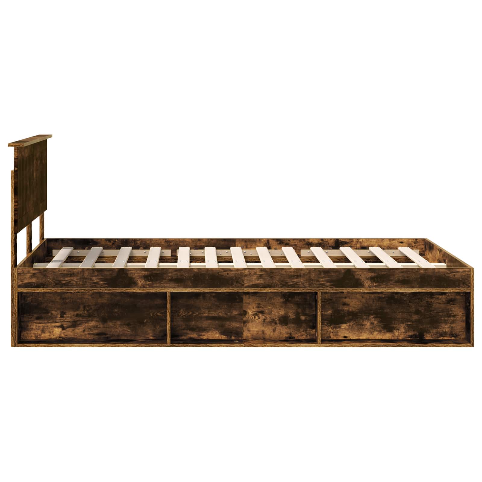 vidaXL Ramka łóżka Dąb wędzony 120 x 190 cm Lite drewno sosnowe