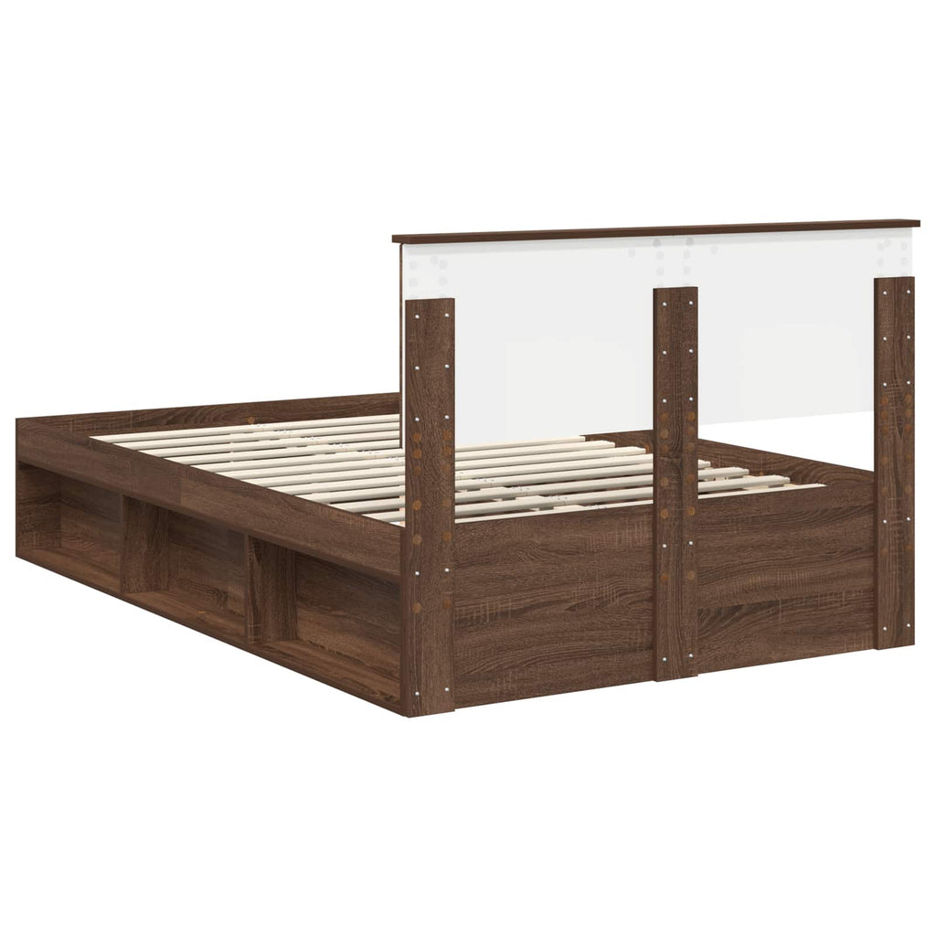 vidaXL Ramka łóżka Brązowy dąb 120 x 190 cm Lite drewno sosnowe