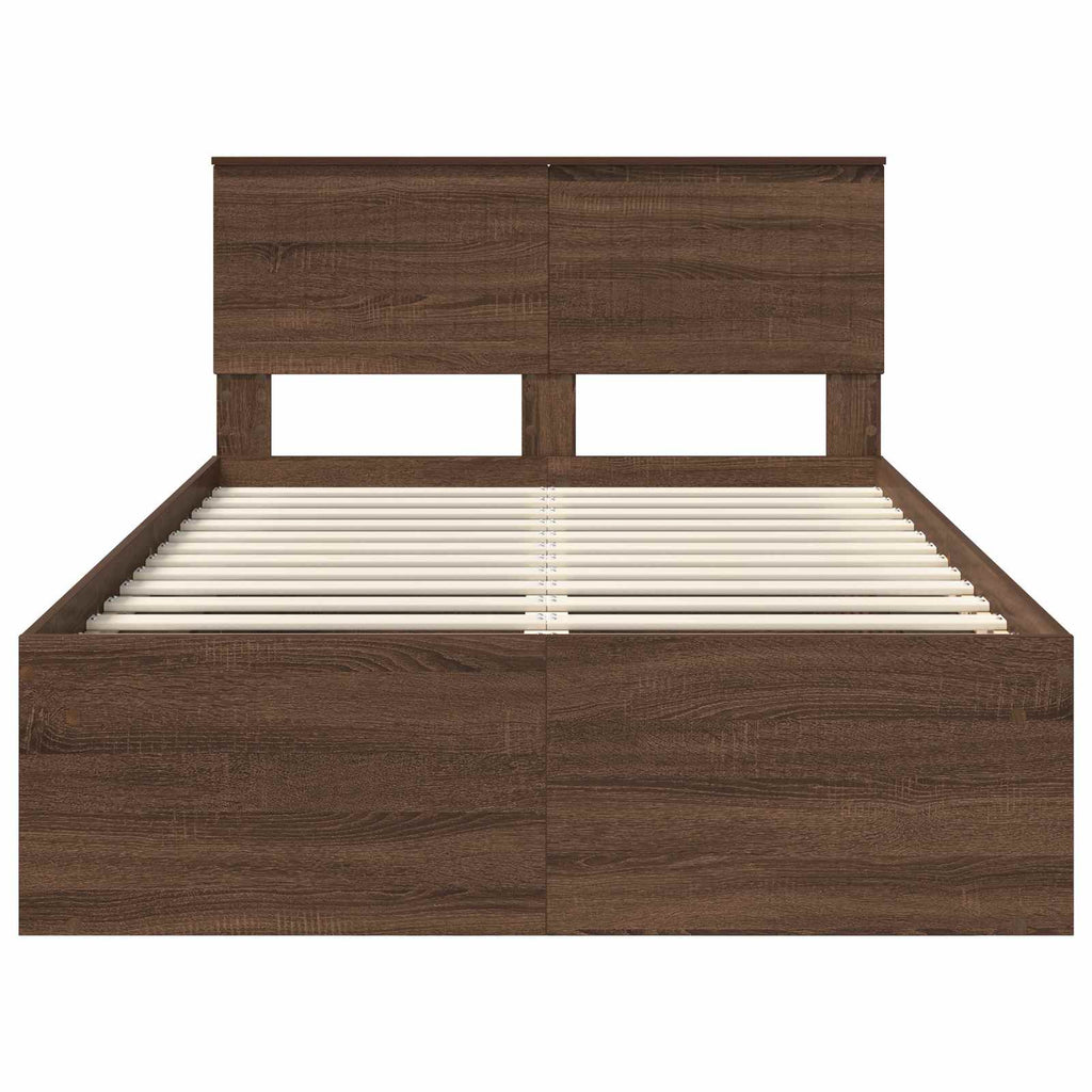 vidaXL Ramka łóżka Brązowy dąb 120 x 190 cm Lite drewno sosnowe