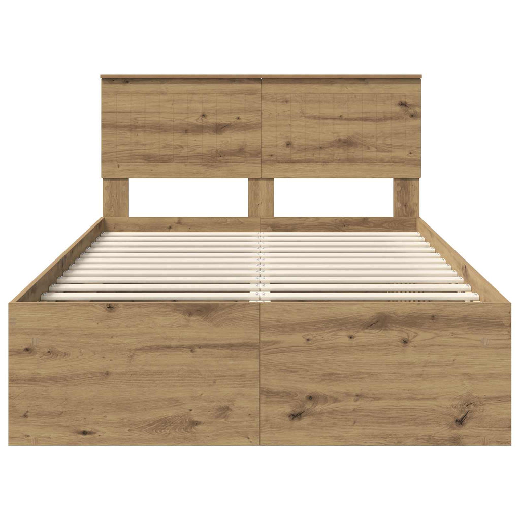 vidaXL Ramka łóżka Dąb rzemieślniczy 120 x 190 cm Lite drewno sosnowe