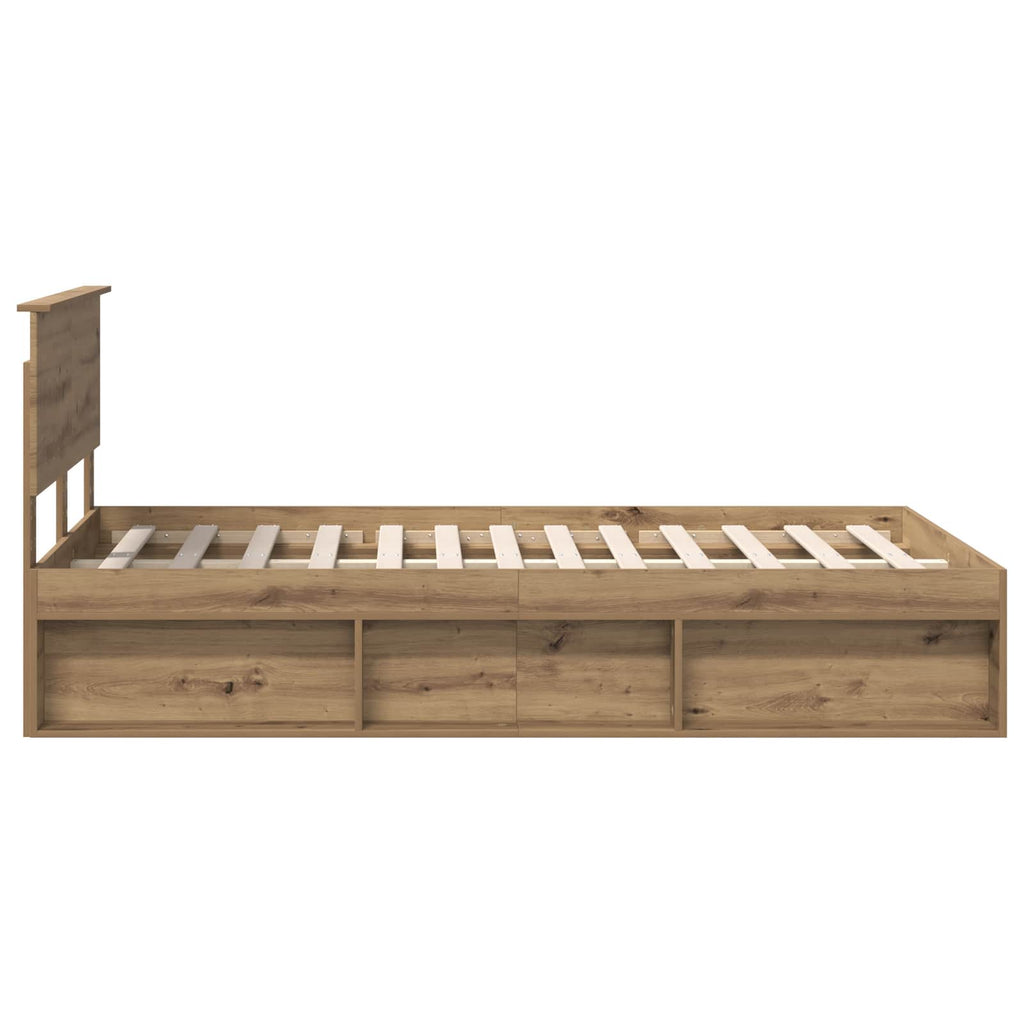 vidaXL Ramka łóżka Dąb rzemieślniczy 120 x 190 cm Lite drewno sosnowe