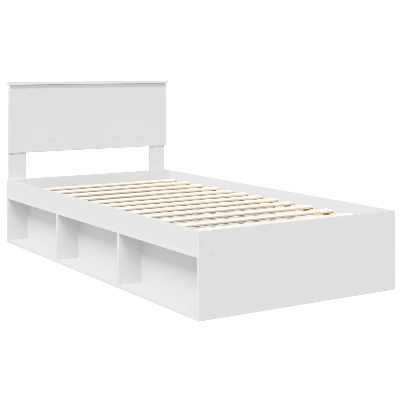 vidaXL Ramka łóżka Z zagłówkiem Biały 100 x 200 cm Lite drewno sosnowe