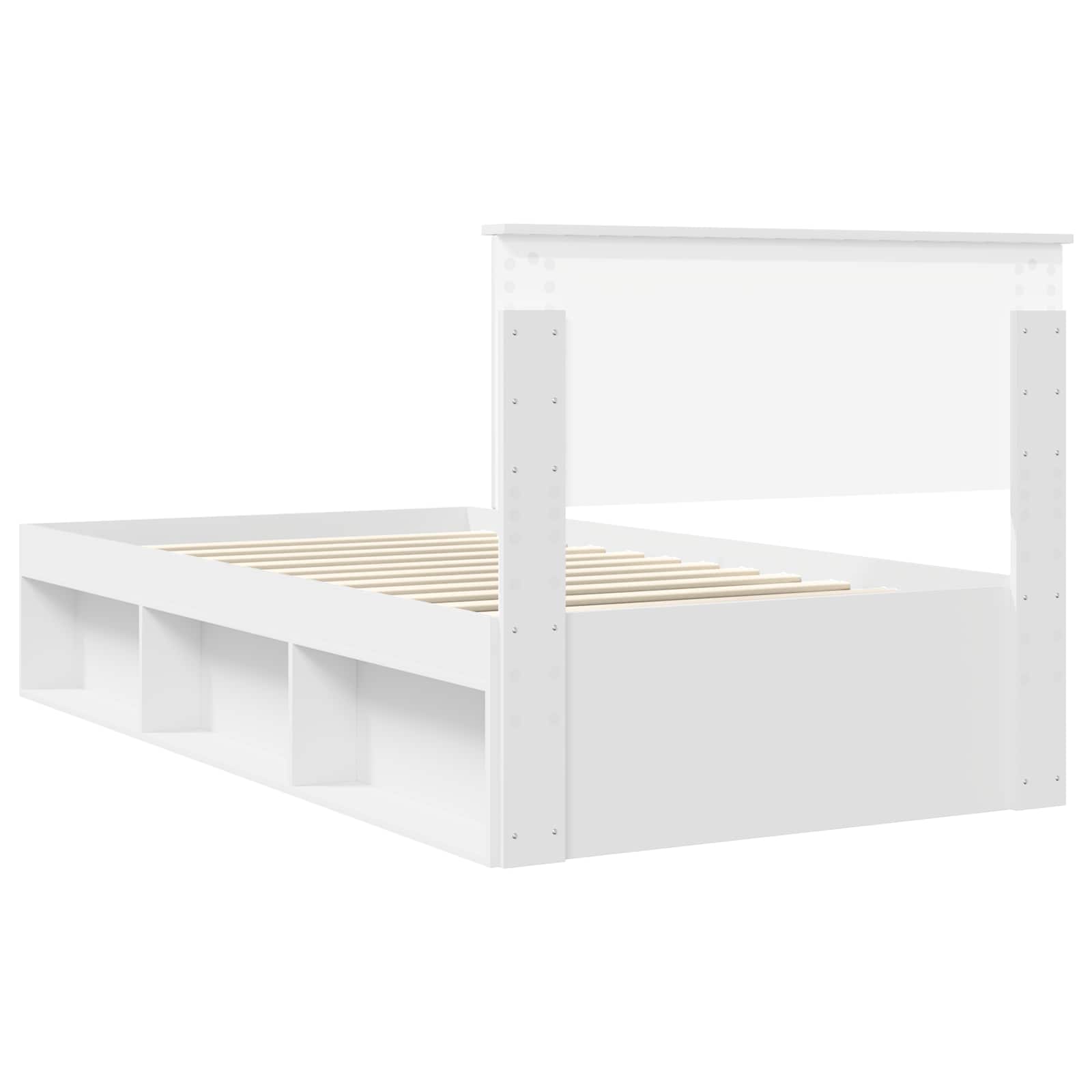 vidaXL Ramka łóżka Z zagłówkiem Biały 100 x 200 cm Lite drewno sosnowe