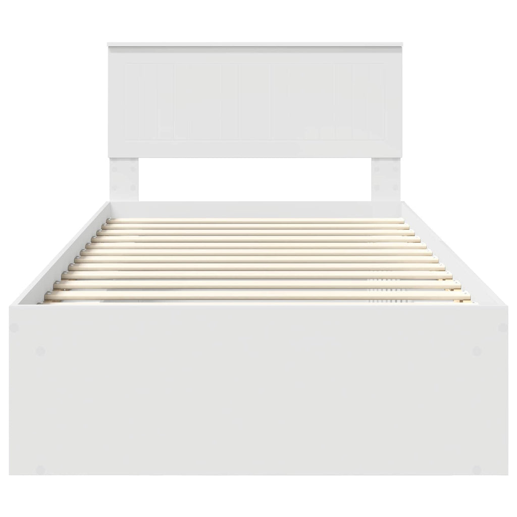 vidaXL Ramka łóżka Z zagłówkiem Biały 100 x 200 cm Lite drewno sosnowe
