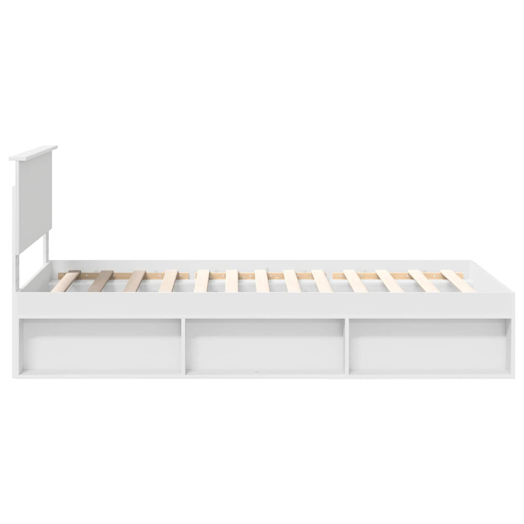 vidaXL Ramka łóżka Z zagłówkiem Biały 100 x 200 cm Lite drewno sosnowe