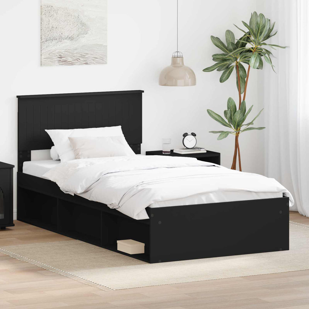 vidaXL Ramka łóżka Czarny 100 x 200 cm Lite drewno sosnowe