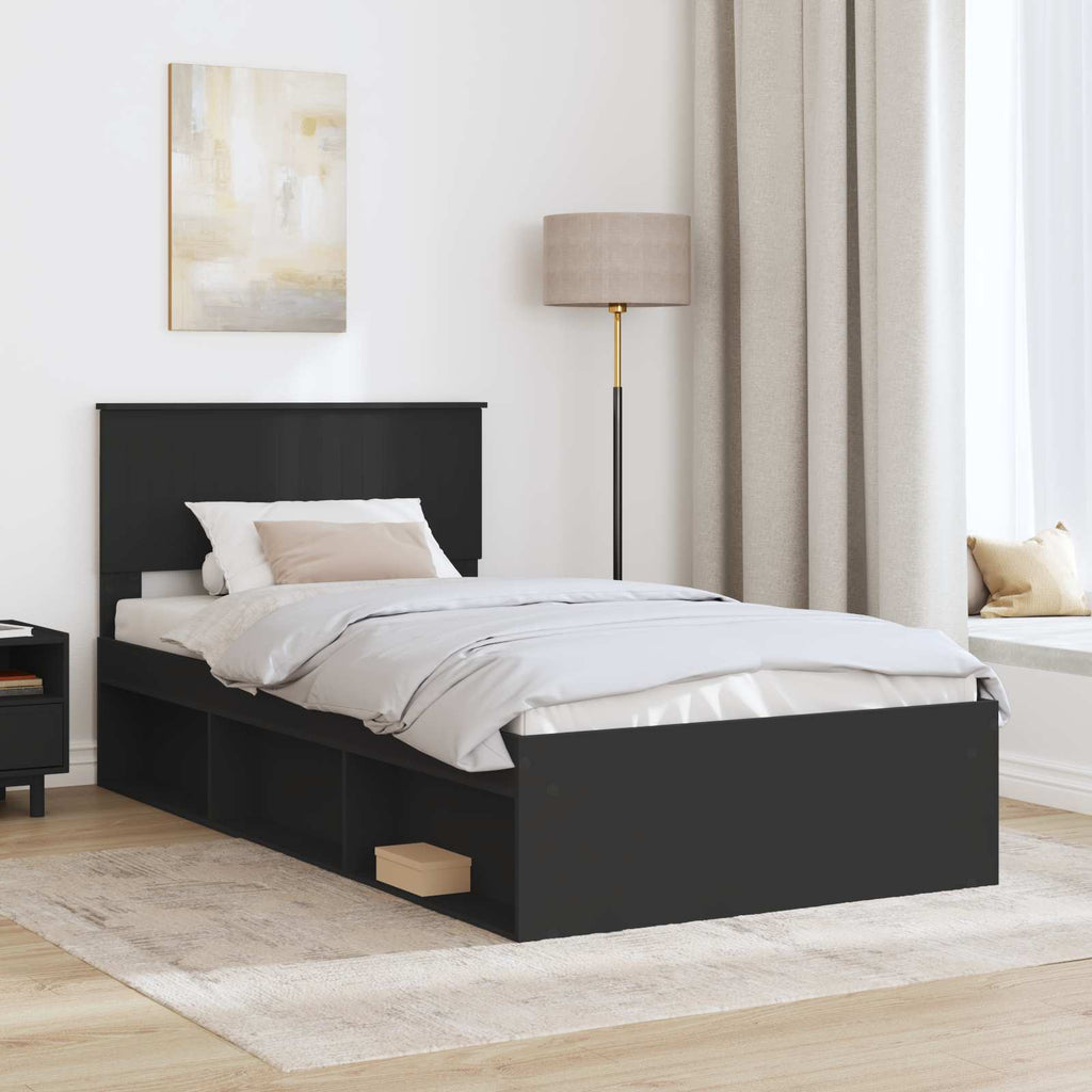 vidaXL Ramka łóżka Czarny 100 x 200 cm Lite drewno sosnowe