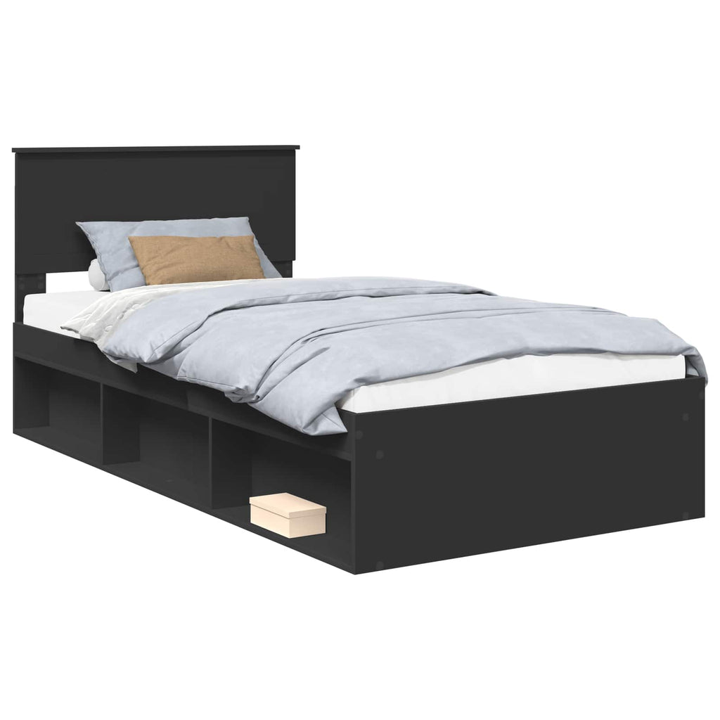 vidaXL Ramka łóżka Czarny 100 x 200 cm Lite drewno sosnowe