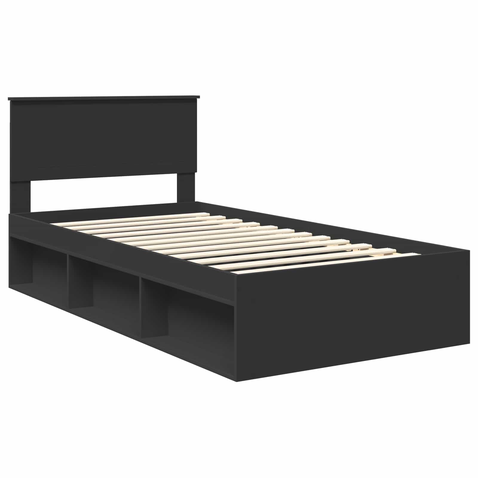 vidaXL Ramka łóżka Czarny 100 x 200 cm Lite drewno sosnowe
