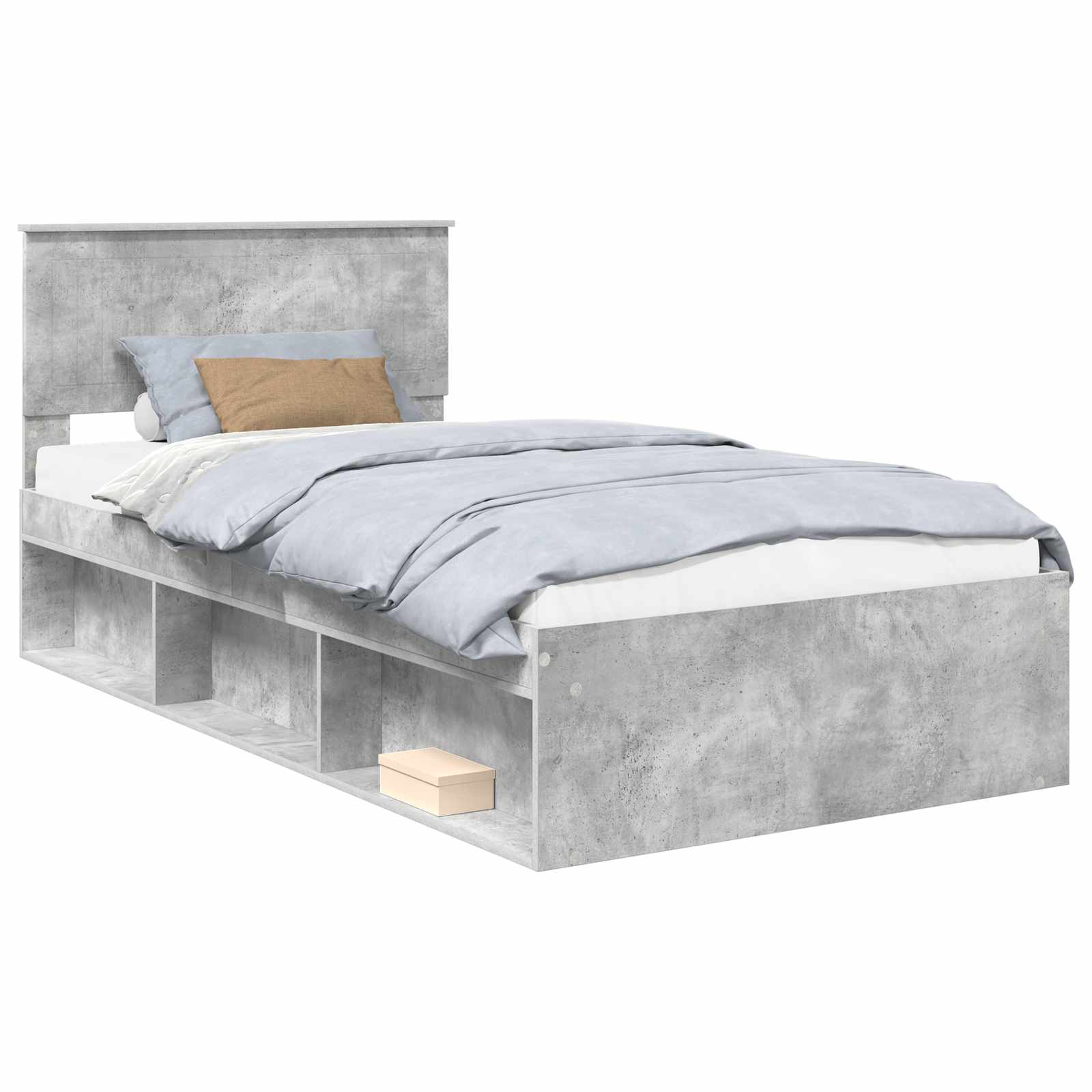 vidaXL Ramka łóżka Szary beton 100 x 200 cm Lite drewno sosnowe