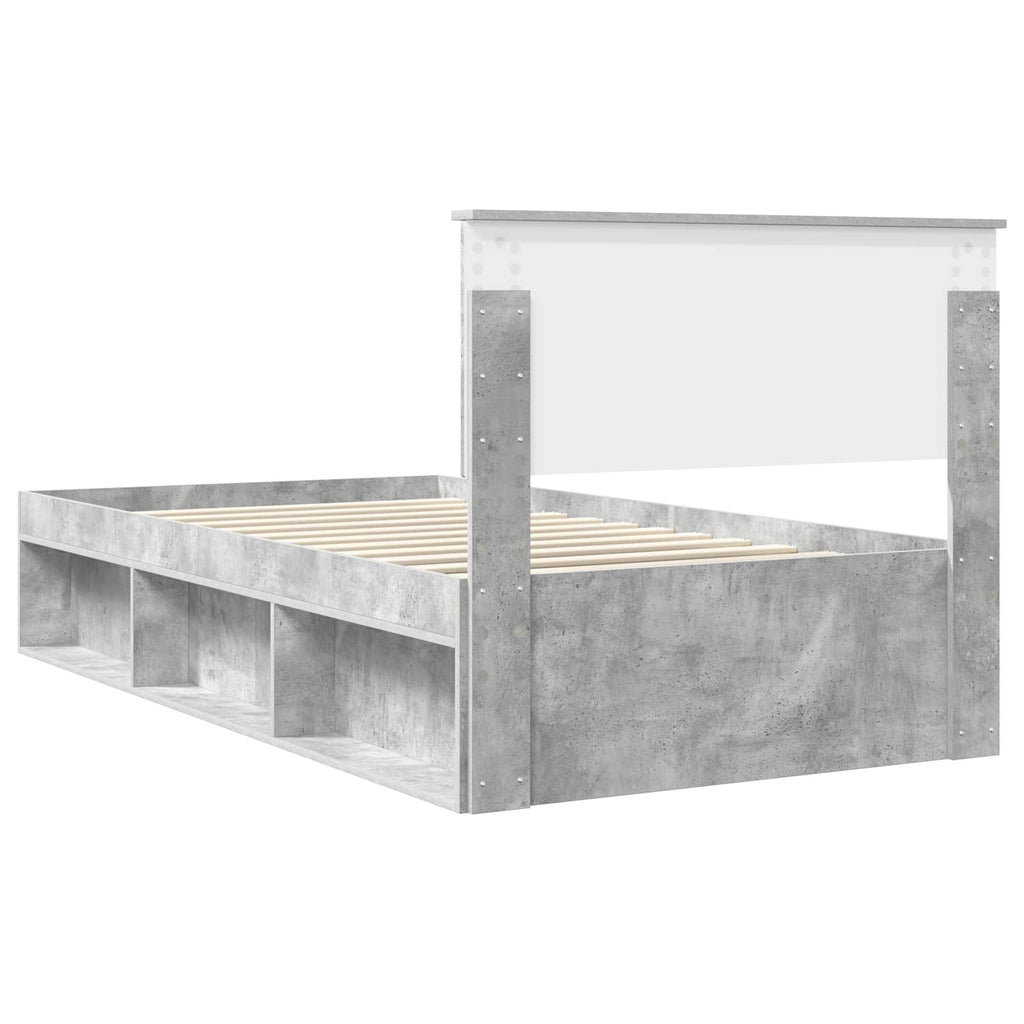 vidaXL Ramka łóżka Szary beton 100 x 200 cm Lite drewno sosnowe