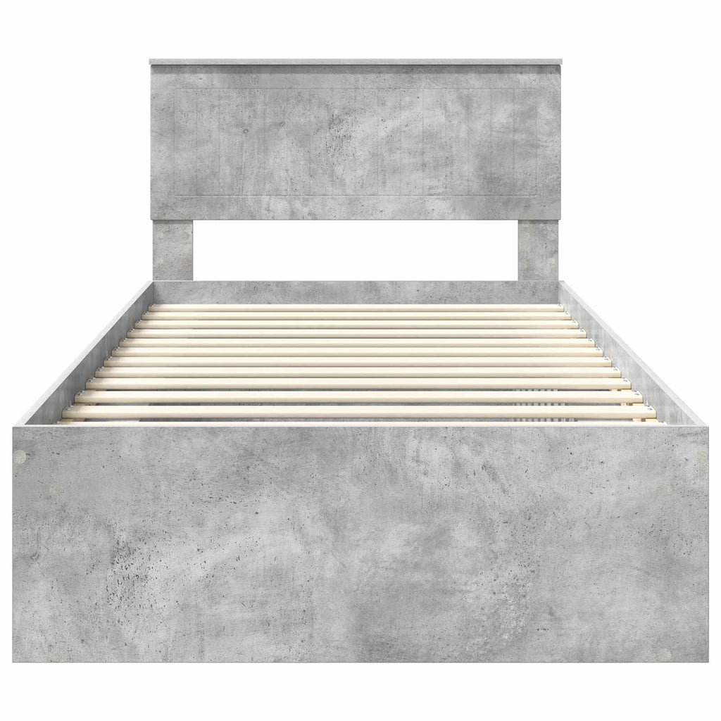 vidaXL Ramka łóżka Szary beton 100 x 200 cm Lite drewno sosnowe