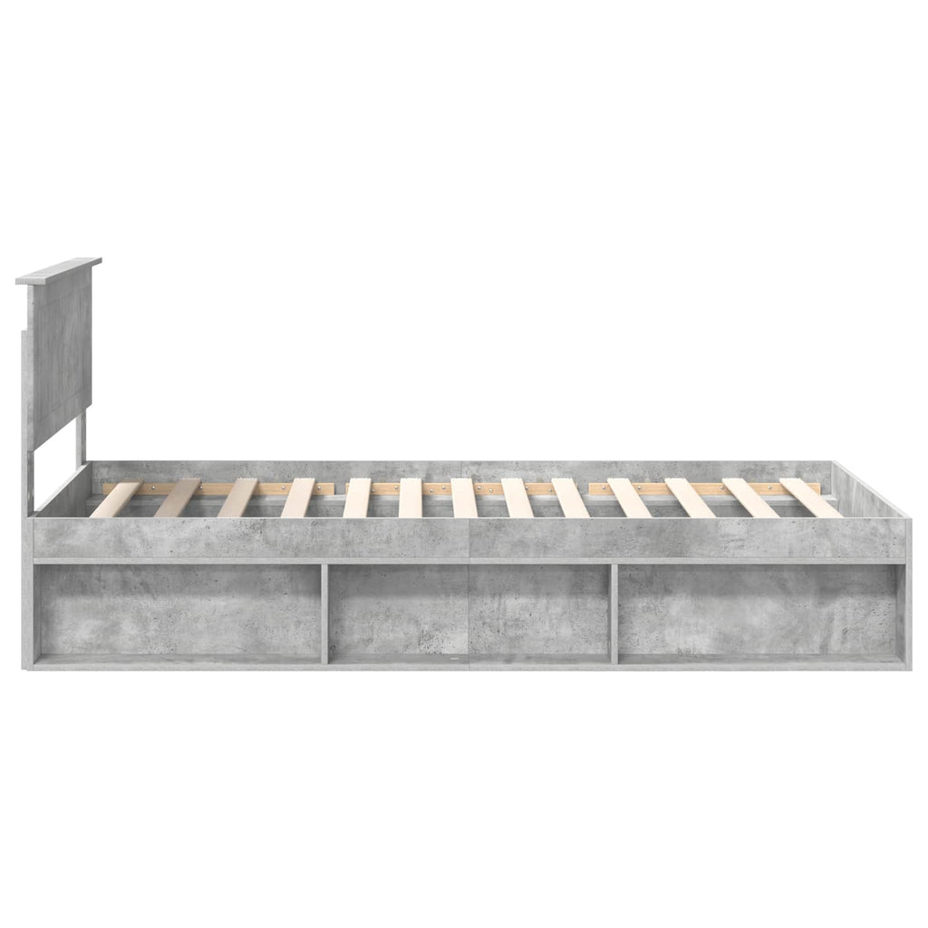 vidaXL Ramka łóżka Szary beton 100 x 200 cm Lite drewno sosnowe
