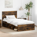 vidaXL Ramka łóżka Dąb wędzony 100 x 200 cm Lite drewno sosnowe