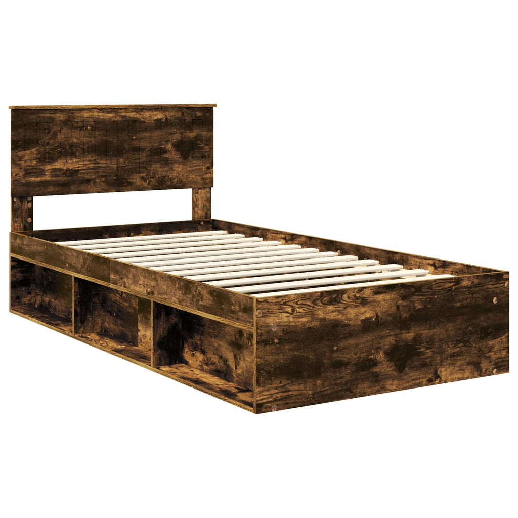 vidaXL Ramka łóżka Dąb wędzony 100 x 200 cm Lite drewno sosnowe