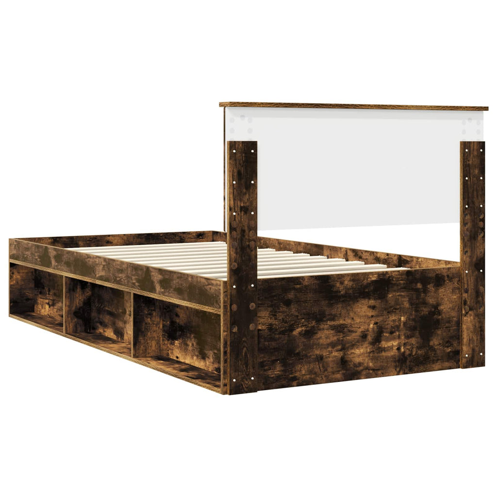 vidaXL Ramka łóżka Dąb wędzony 100 x 200 cm Lite drewno sosnowe