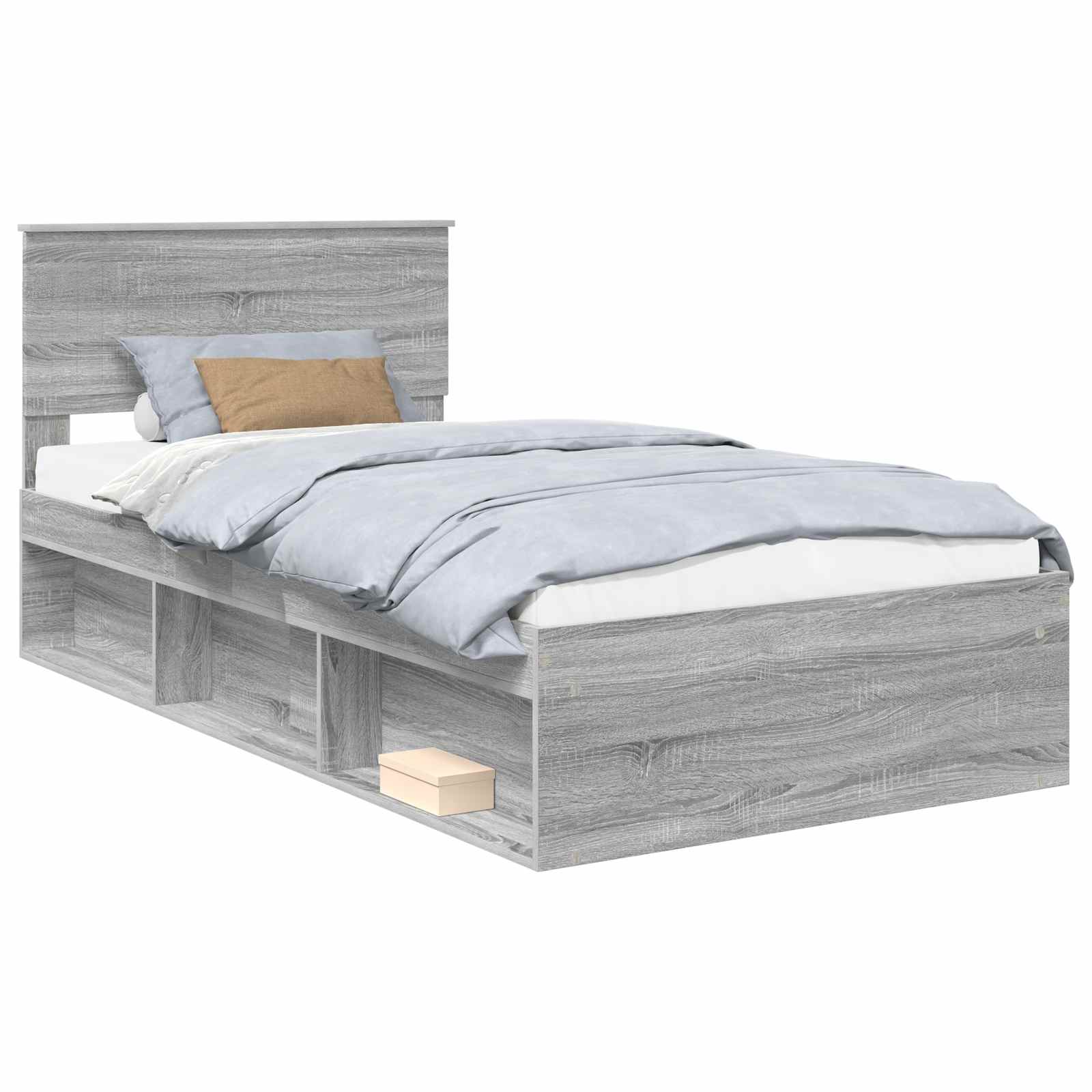 vidaXL Ramka łóżka Szary Sonoma 100 x 200 cm Lite drewno sosnowe