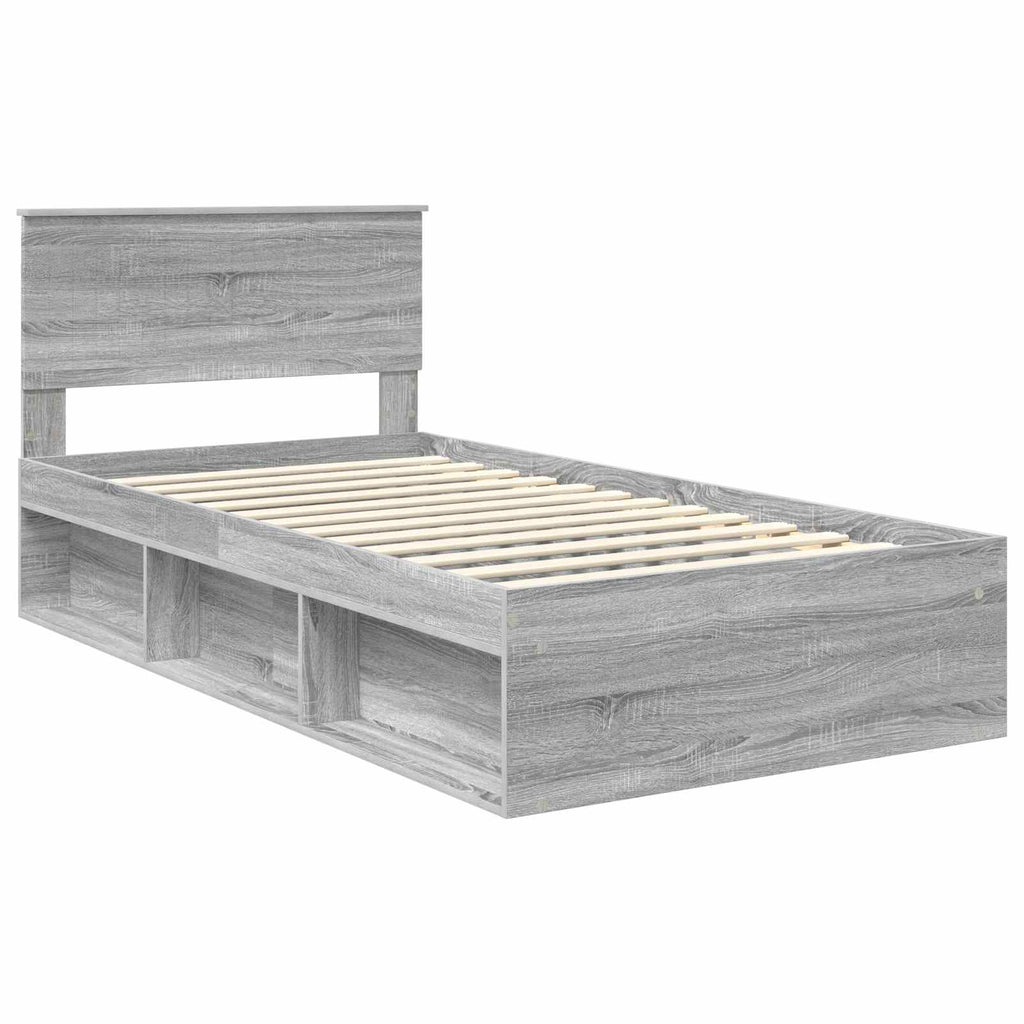 vidaXL Ramka łóżka Szary Sonoma 100 x 200 cm Lite drewno sosnowe