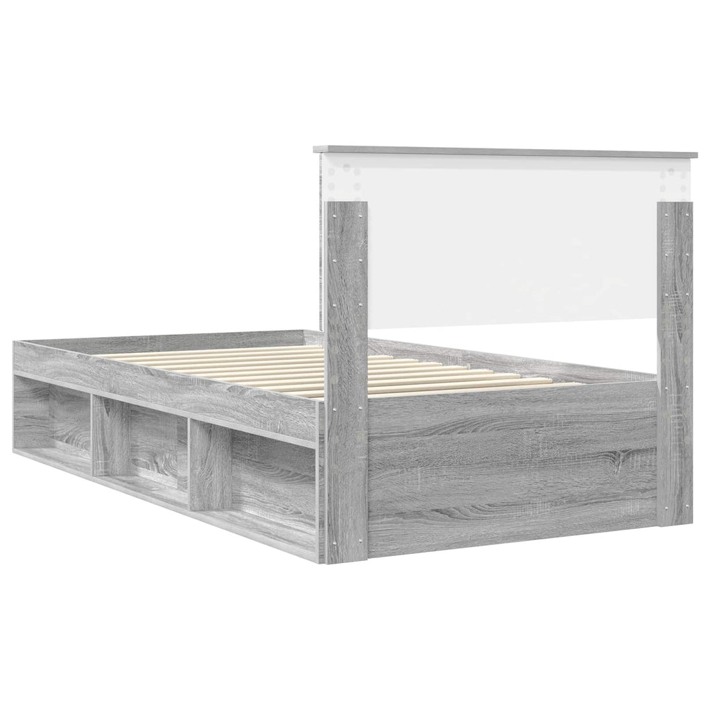 vidaXL Ramka łóżka Szary Sonoma 100 x 200 cm Lite drewno sosnowe