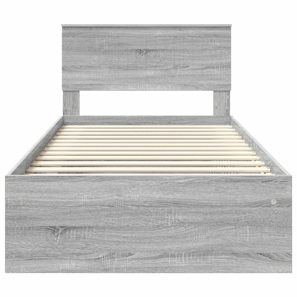 vidaXL Ramka łóżka Szary Sonoma 100 x 200 cm Lite drewno sosnowe