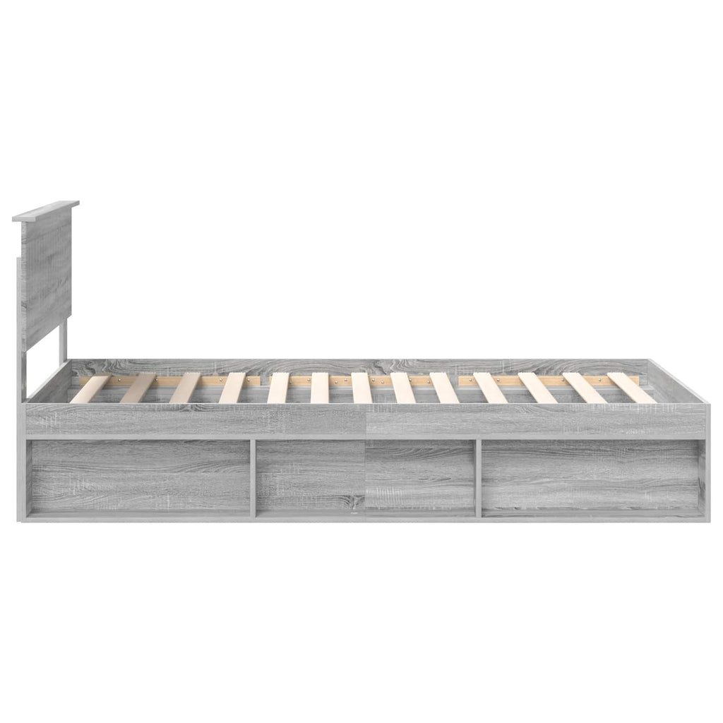 vidaXL Ramka łóżka Szary Sonoma 100 x 200 cm Lite drewno sosnowe