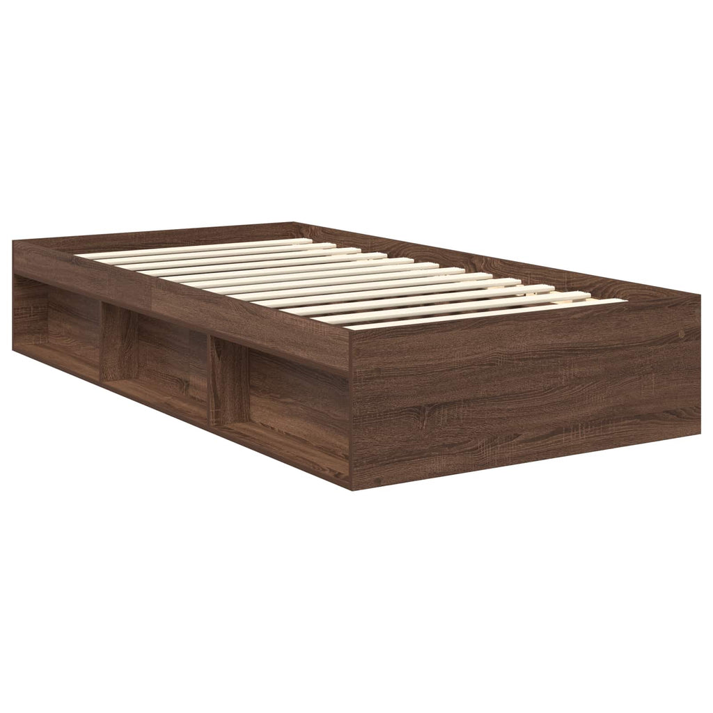 vidaXL Ramka łóżka Brązowy dąb 100 x 200 cm Lite drewno sosnowe