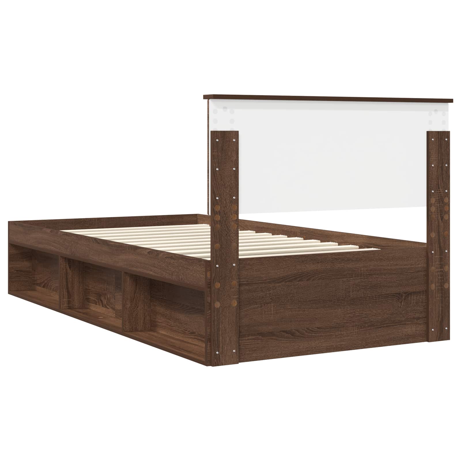 vidaXL Ramka łóżka Brązowy dąb 100 x 200 cm Lite drewno sosnowe