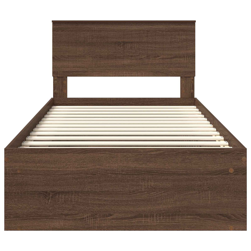 vidaXL Ramka łóżka Brązowy dąb 100 x 200 cm Lite drewno sosnowe