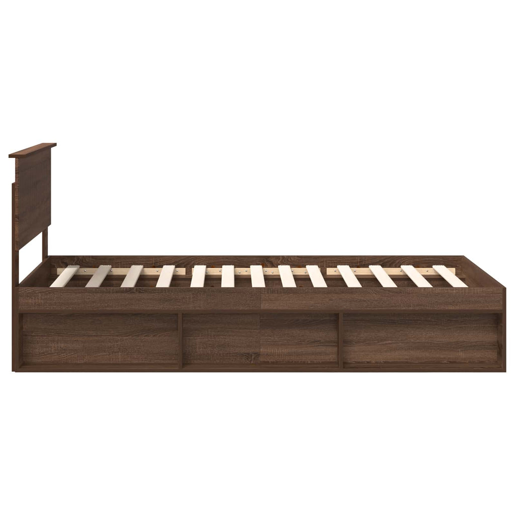 vidaXL Ramka łóżka Brązowy dąb 100 x 200 cm Lite drewno sosnowe