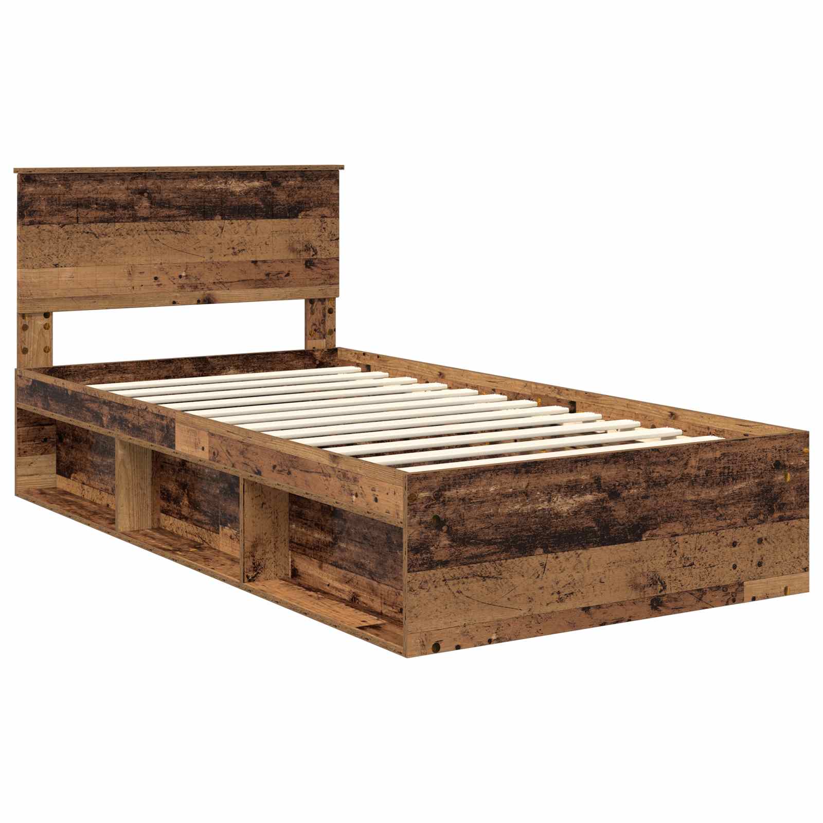 vidaXL Ramka łóżka Stare drewno 100 x 200 cm Lite drewno sosnowe