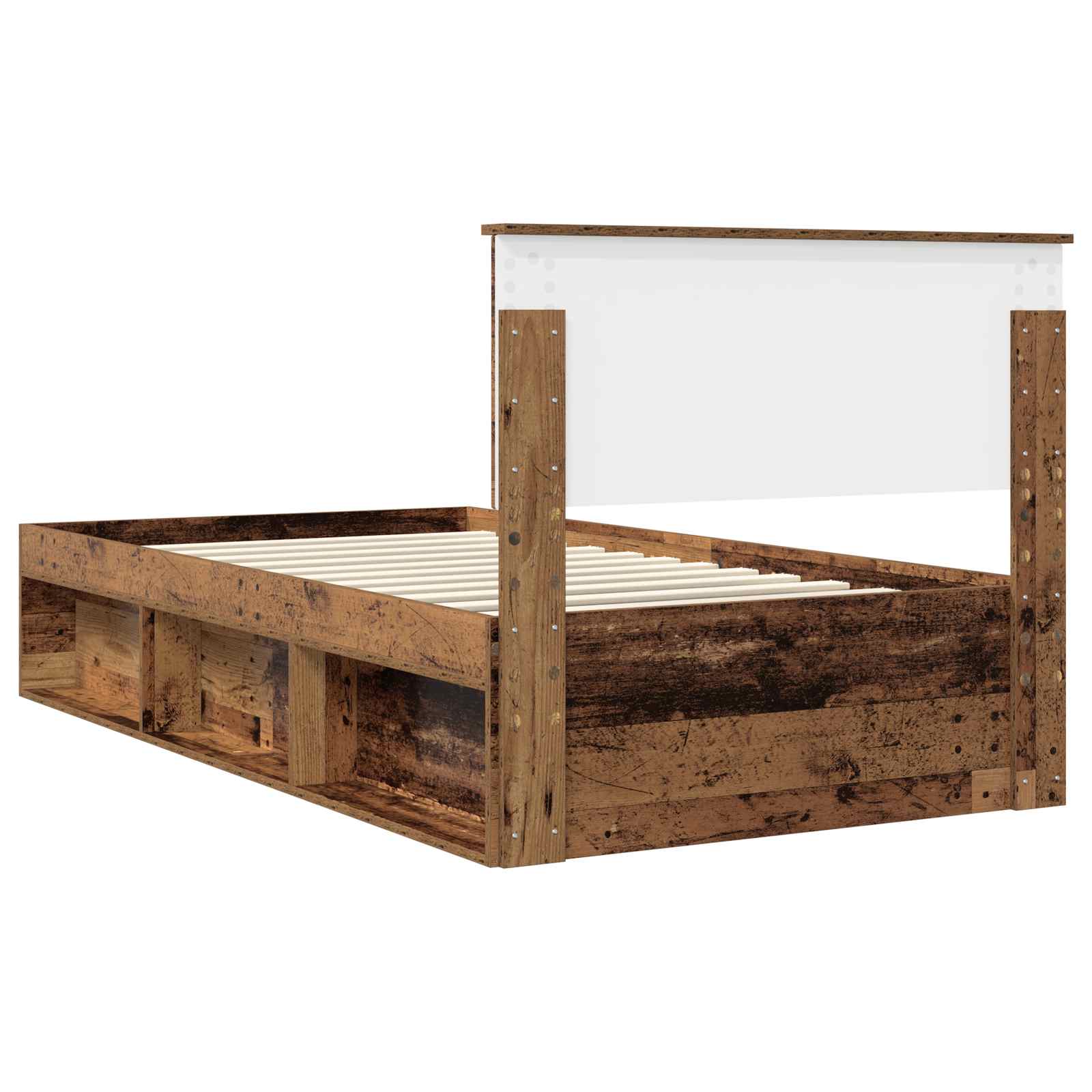 vidaXL Ramka łóżka Stare drewno 100 x 200 cm Lite drewno sosnowe