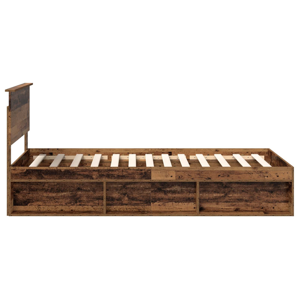 vidaXL Ramka łóżka Stare drewno 100 x 200 cm Lite drewno sosnowe