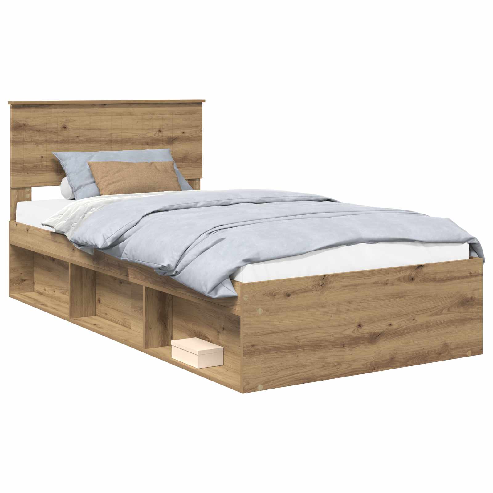 vidaXL Ramka łóżka Dąb rzemieślniczy 100 x 200 cm Lite drewno sosnowe