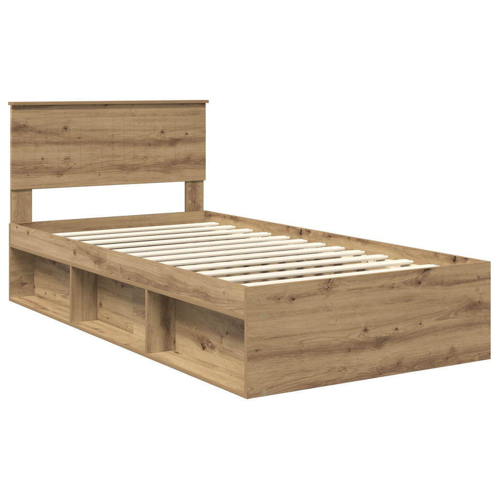 vidaXL Ramka łóżka Dąb rzemieślniczy 100 x 200 cm Lite drewno sosnowe