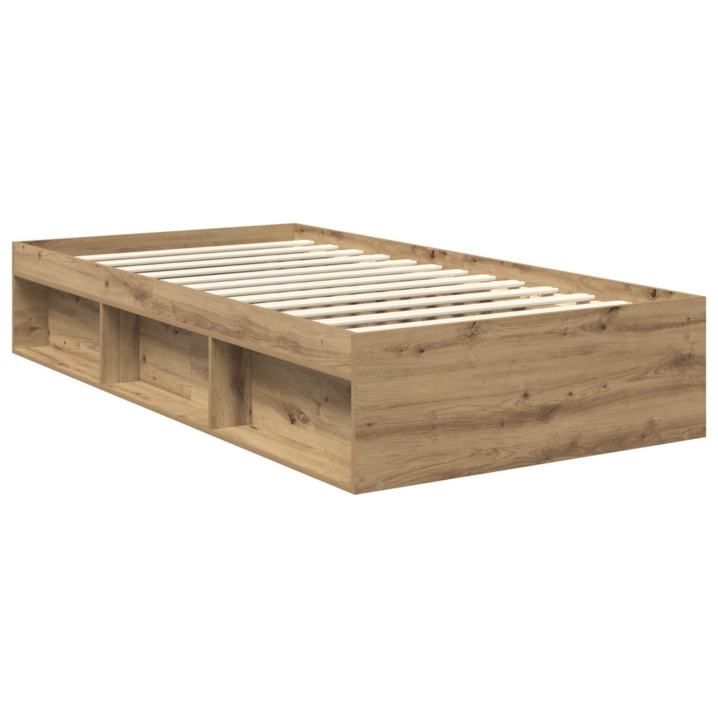 vidaXL Ramka łóżka Dąb rzemieślniczy 100 x 200 cm Lite drewno sosnowe