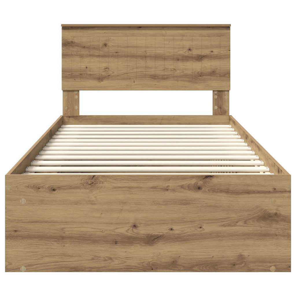 vidaXL Ramka łóżka Dąb rzemieślniczy 100 x 200 cm Lite drewno sosnowe