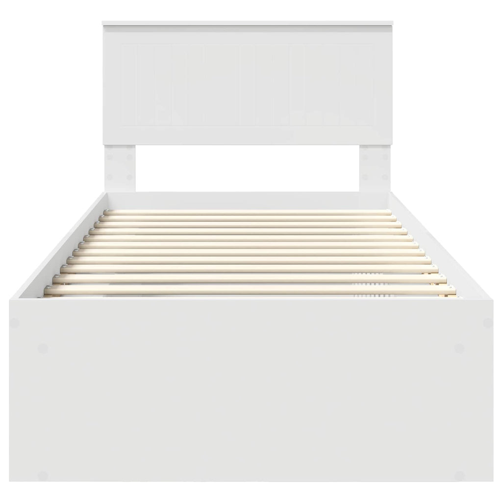 vidaXL Ramka łóżka Z zagłówkiem Biały 90 x 200 cm Lite drewno sosnowe