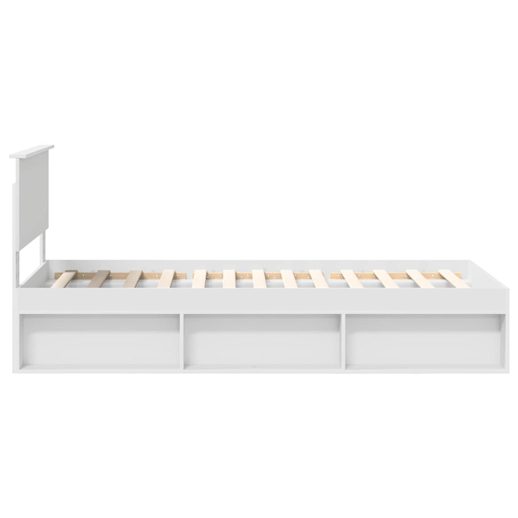 vidaXL Ramka łóżka Z zagłówkiem Biały 90 x 200 cm Lite drewno sosnowe