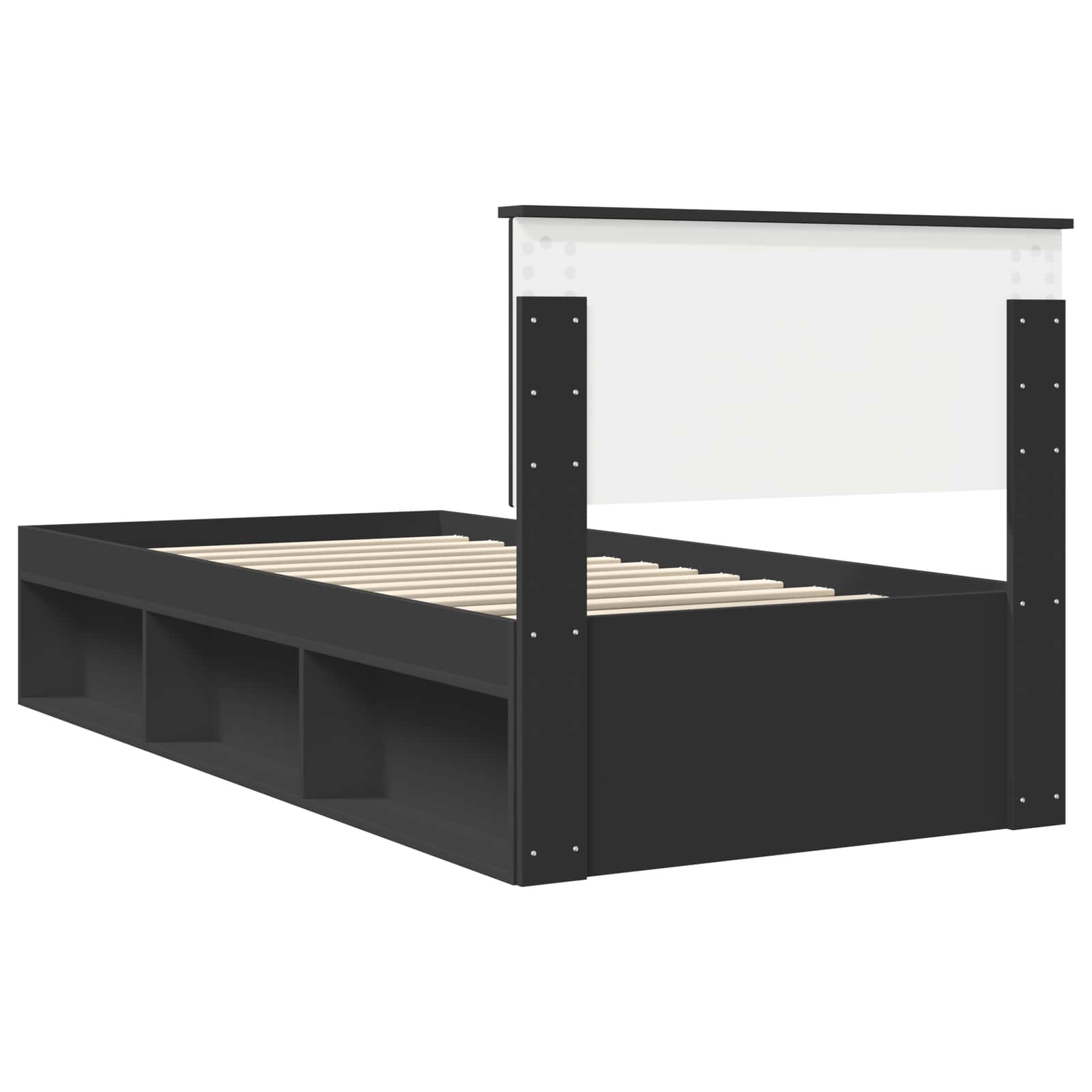 vidaXL Ramka łóżka Z zagłówkiem Czarny 90 x 200 cm Lite drewno sosnowe