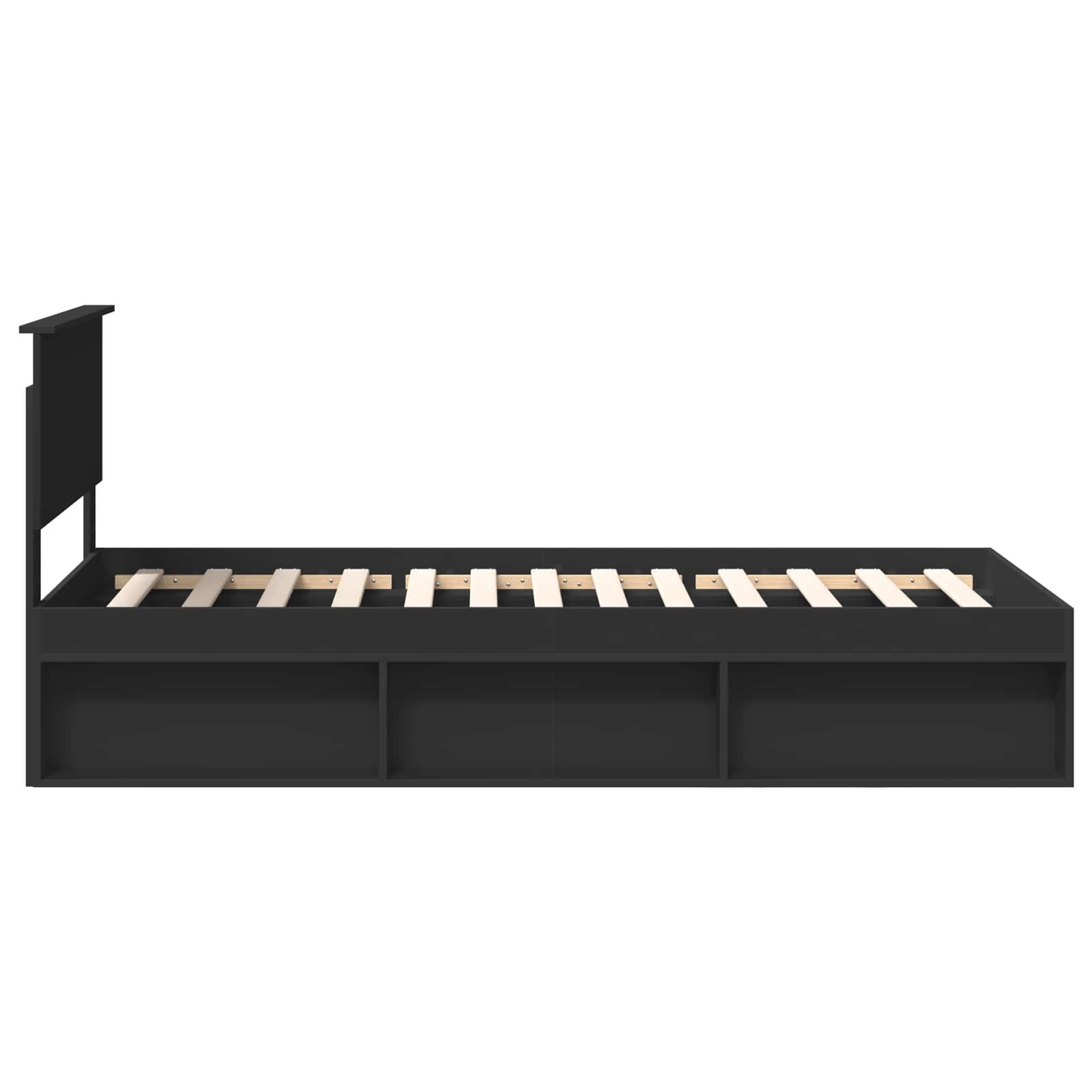 vidaXL Ramka łóżka Z zagłówkiem Czarny 90 x 200 cm Lite drewno sosnowe