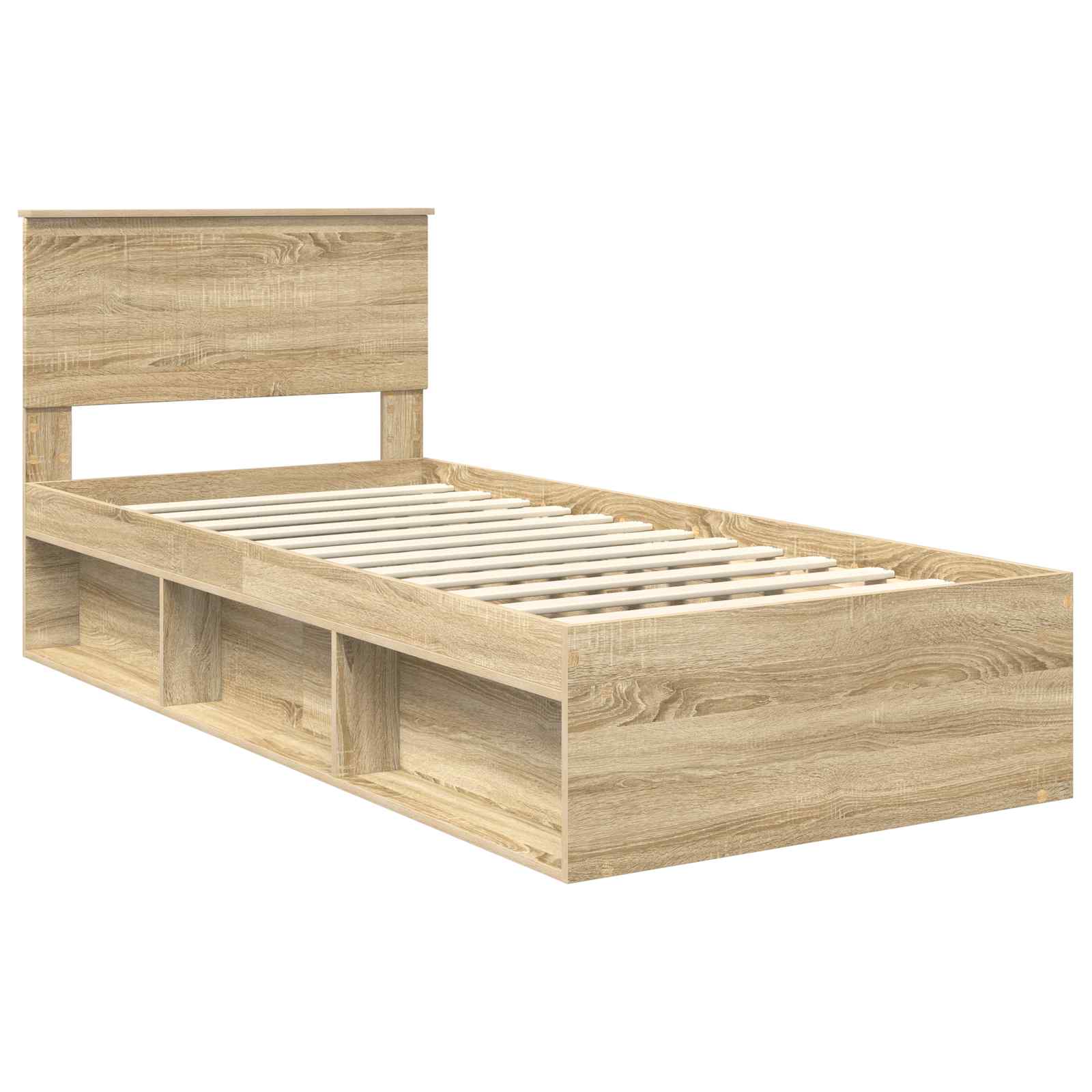vidaXL Ramka łóżka Dąb Sonoma 90 x 200 cm Lite drewno sosnowe