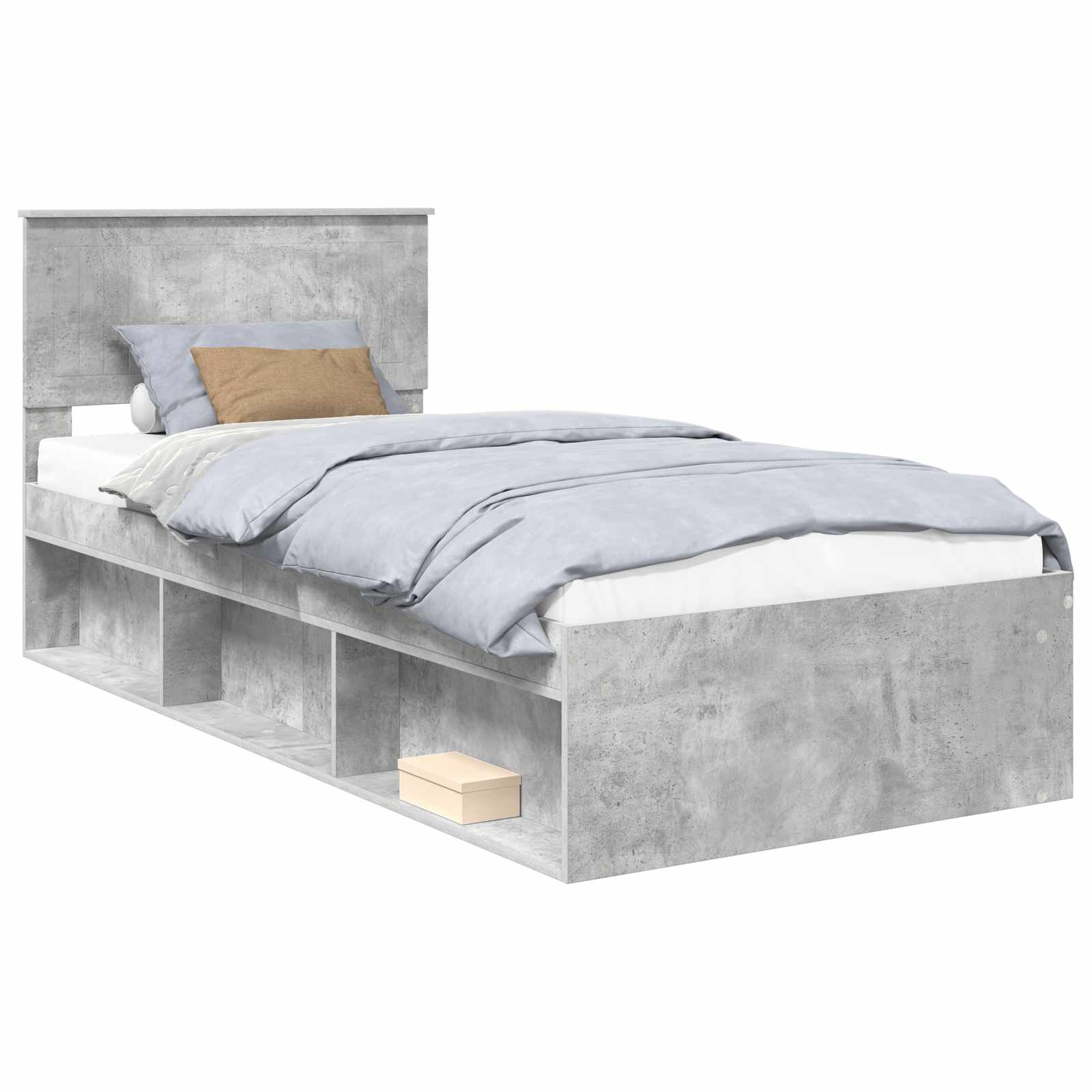 vidaXL Ramka łóżka Betonowy 90 x 200 cm Lite drewno sosnowe