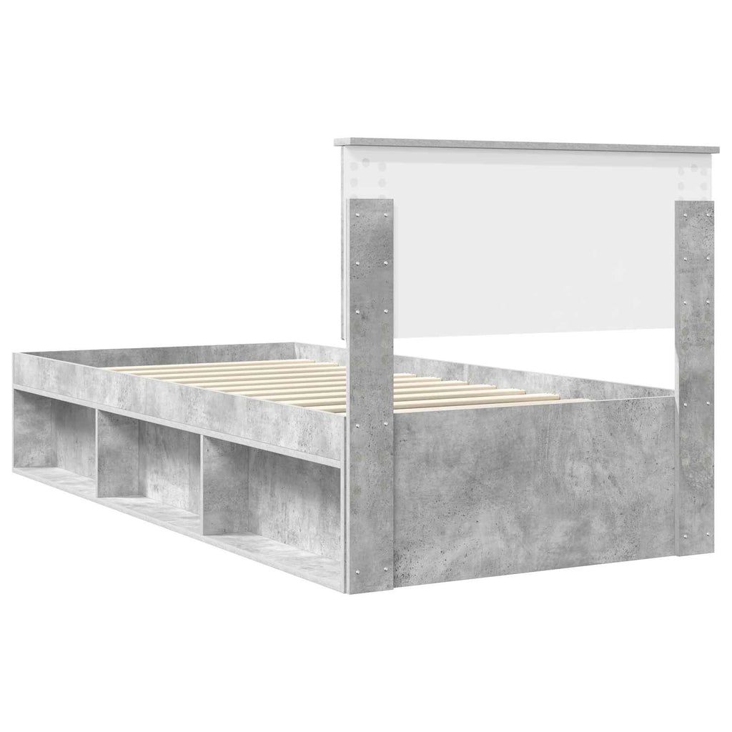 vidaXL Ramka łóżka Betonowy 90 x 200 cm Lite drewno sosnowe
