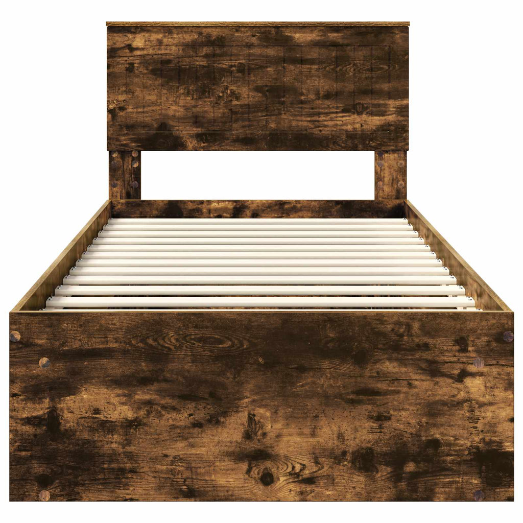 vidaXL Ramka łóżka Dąb wędzony 90 x 200 cm Lite drewno sosnowe