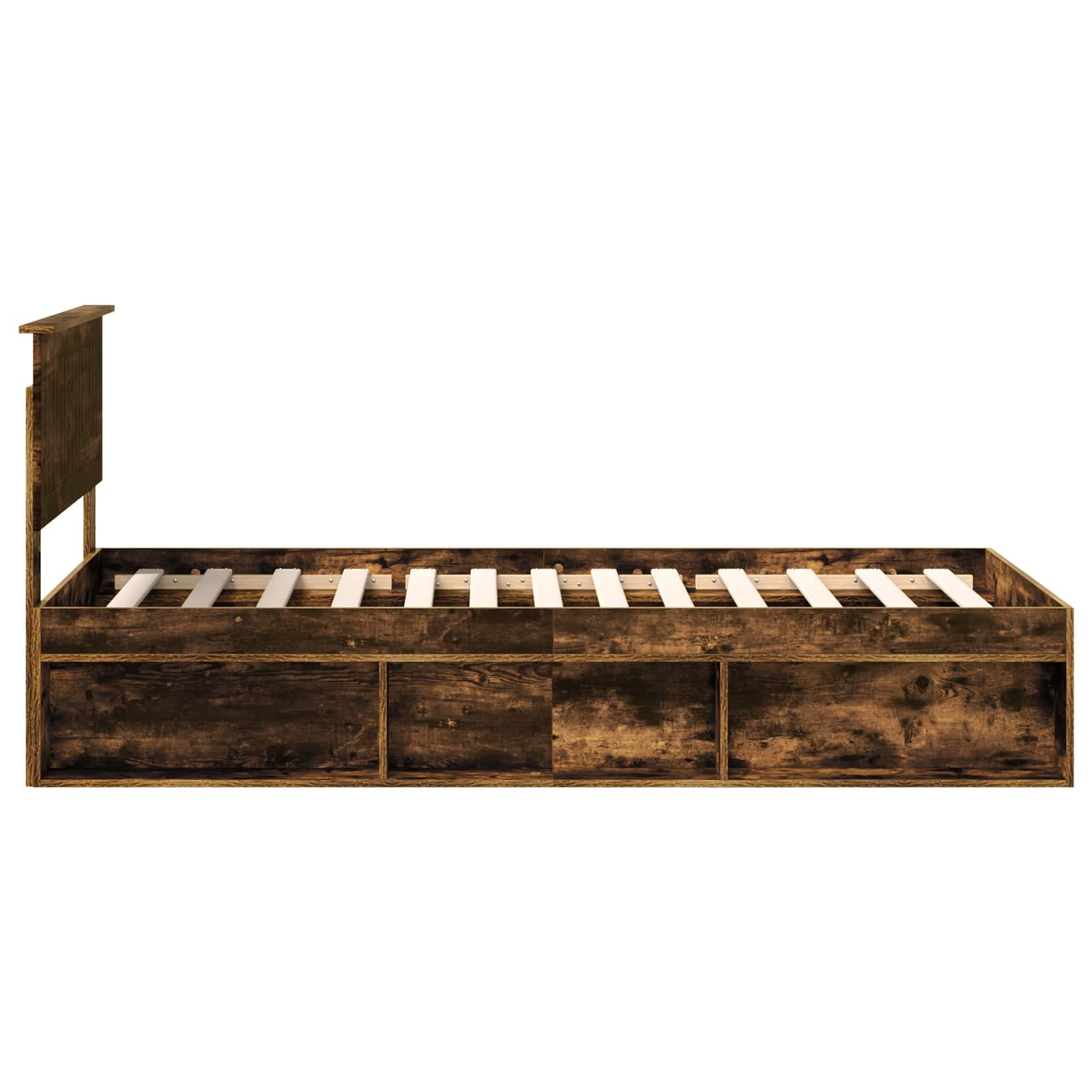vidaXL Ramka łóżka Dąb wędzony 90 x 200 cm Lite drewno sosnowe