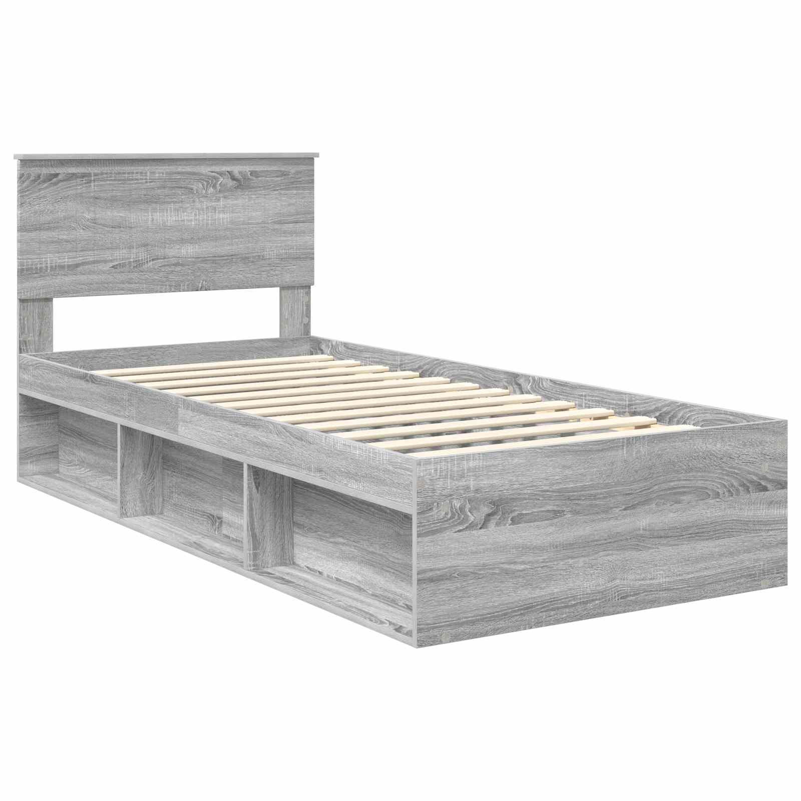vidaXL Ramka łóżka Szary Sonoma 90 x 200 cm Lite drewno sosnowe