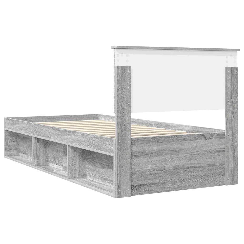 vidaXL Ramka łóżka Szary Sonoma 90 x 200 cm Lite drewno sosnowe